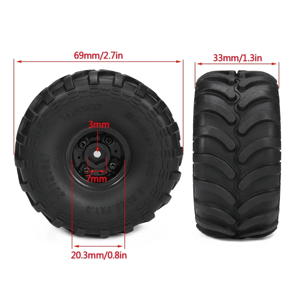 4pcs Monster Truck Tires with  - Rc Tire Foam Insert review and price
