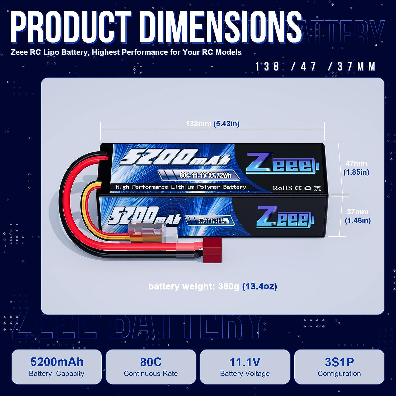 1/2pcs Zeee 3S 5200mAh Lipo Ba - Rc Tire Foam Insert review and price