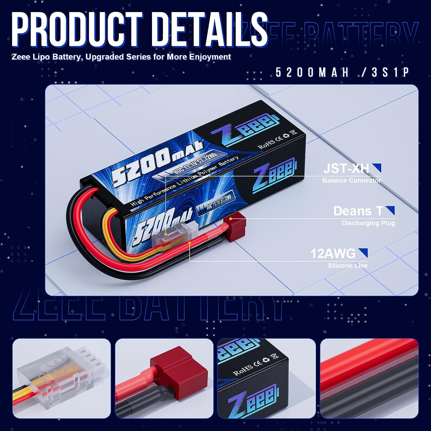 1/2pcs Zeee 3S 5200mAh Lipo Ba - Rc Tire Foam Insert review and price